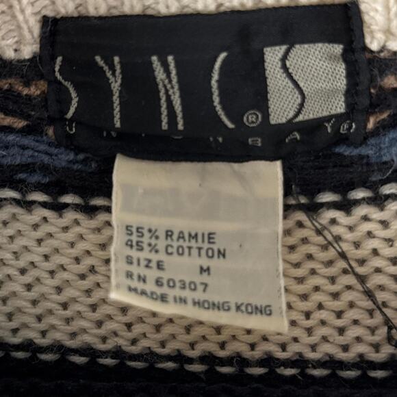 Vintage 90’s Syncs By Union Bay Cotton Blend Striped Turtleneck Sweater Size M - Picture 3 of 6